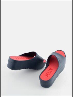 Lemon Jelly Sunny Platform Slides Navy with Red Insole - Size 39 (US 8) EUC